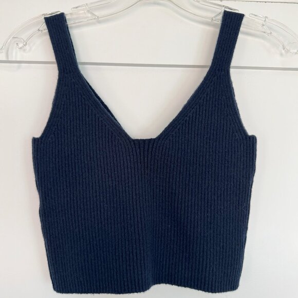 NWT J Crew womens cashmere-blend cropped sweater-tank navy size S - Picture 4 of 6